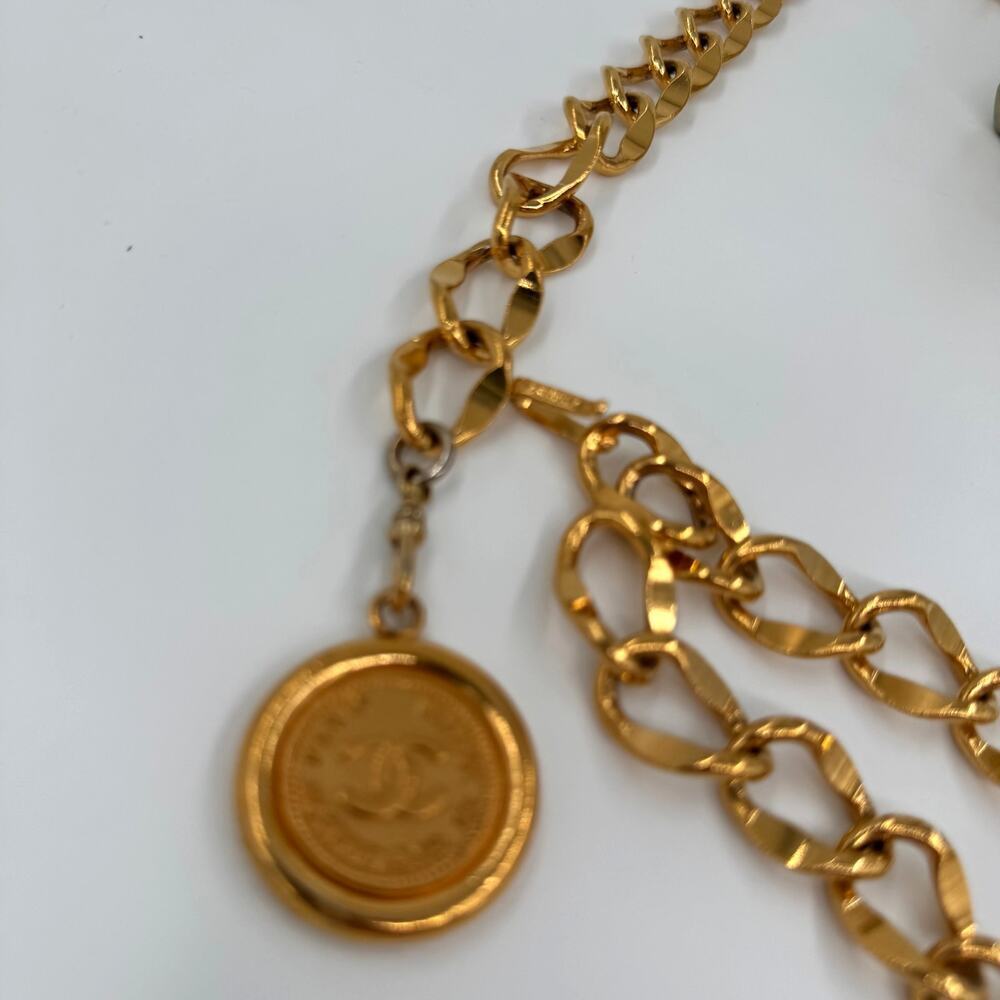 Chanel Vintage Double Strand Belt 36" with CC Medallion CoA Authentic - Picture 2 of 5